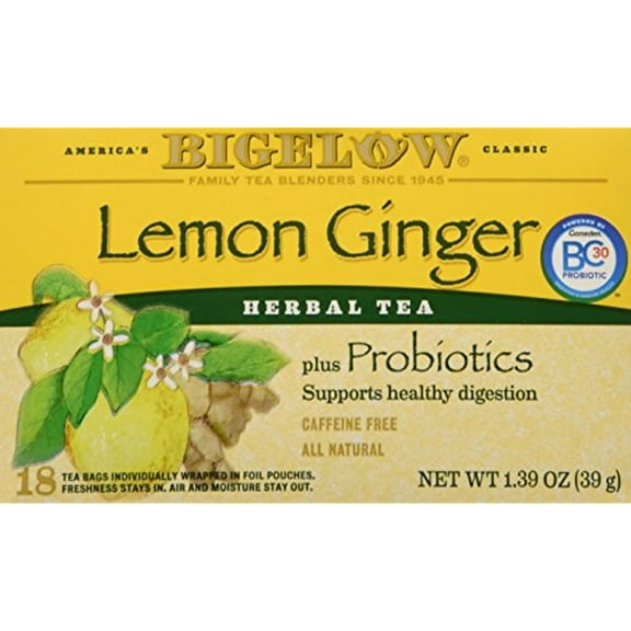 Bigelow Lemon Ginger Probiotics Herbal Tea (Pack Of 4)