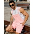 thumbnail image 6 of Denim Overalls for Men Jean Shorts Jumpsuit Work Bibs Coveralls with Zipper(Pink,S), 6 of 8