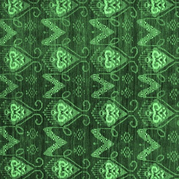 Ahgly Company Indoor Square Oriental Emerald Green Modern Area Rugs, 5' Square