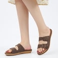 thumbnail image 6 of Ecetana Womens Flat Sandals Dressy Summer Comfortable Double Buckle Slip-On Slides Beach Shoes for Walking, 6 of 7