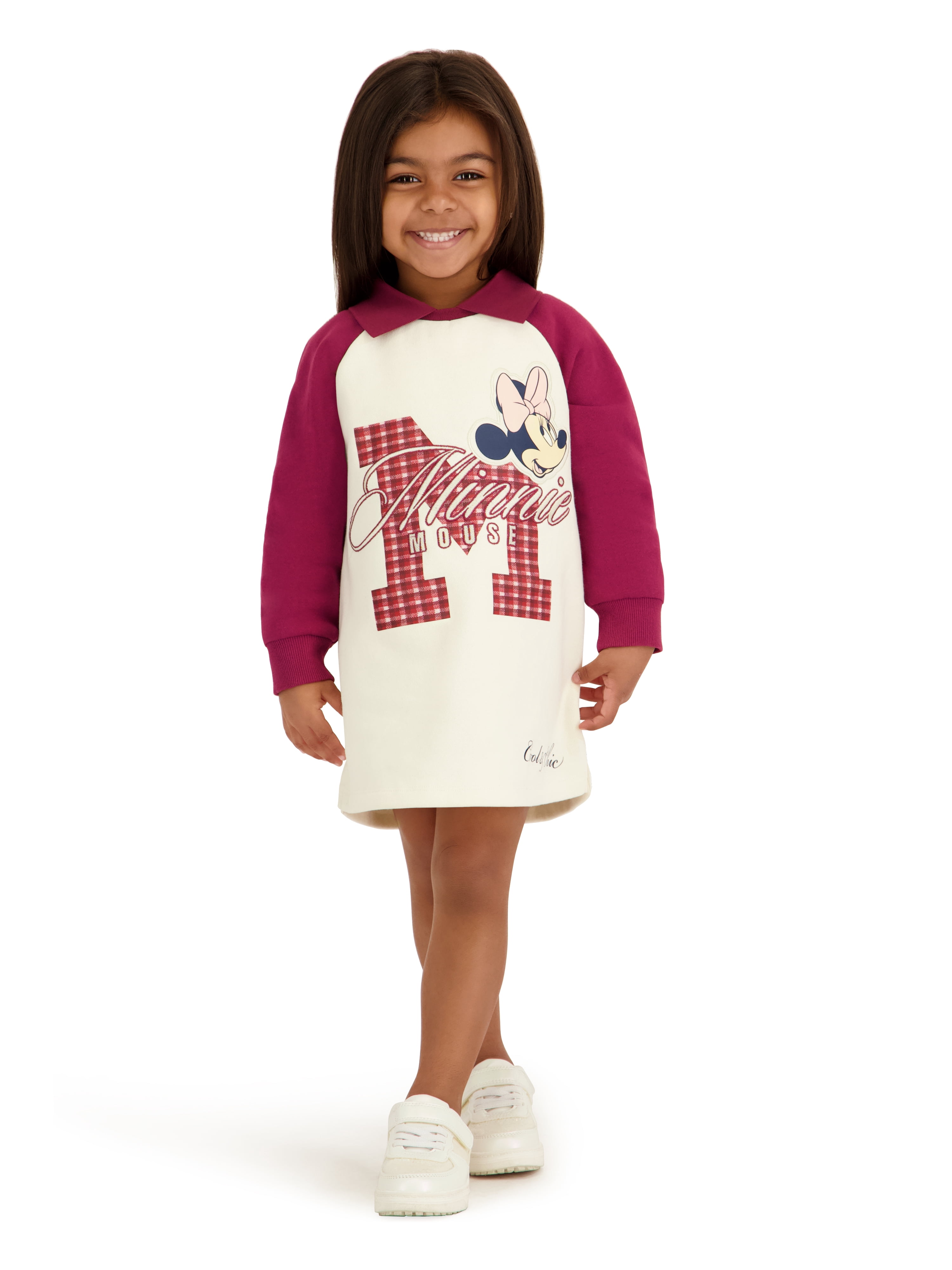 Minnie Mouse Toddler Girls Collared Fleece Dress, Sizes 12 Months - 5T
