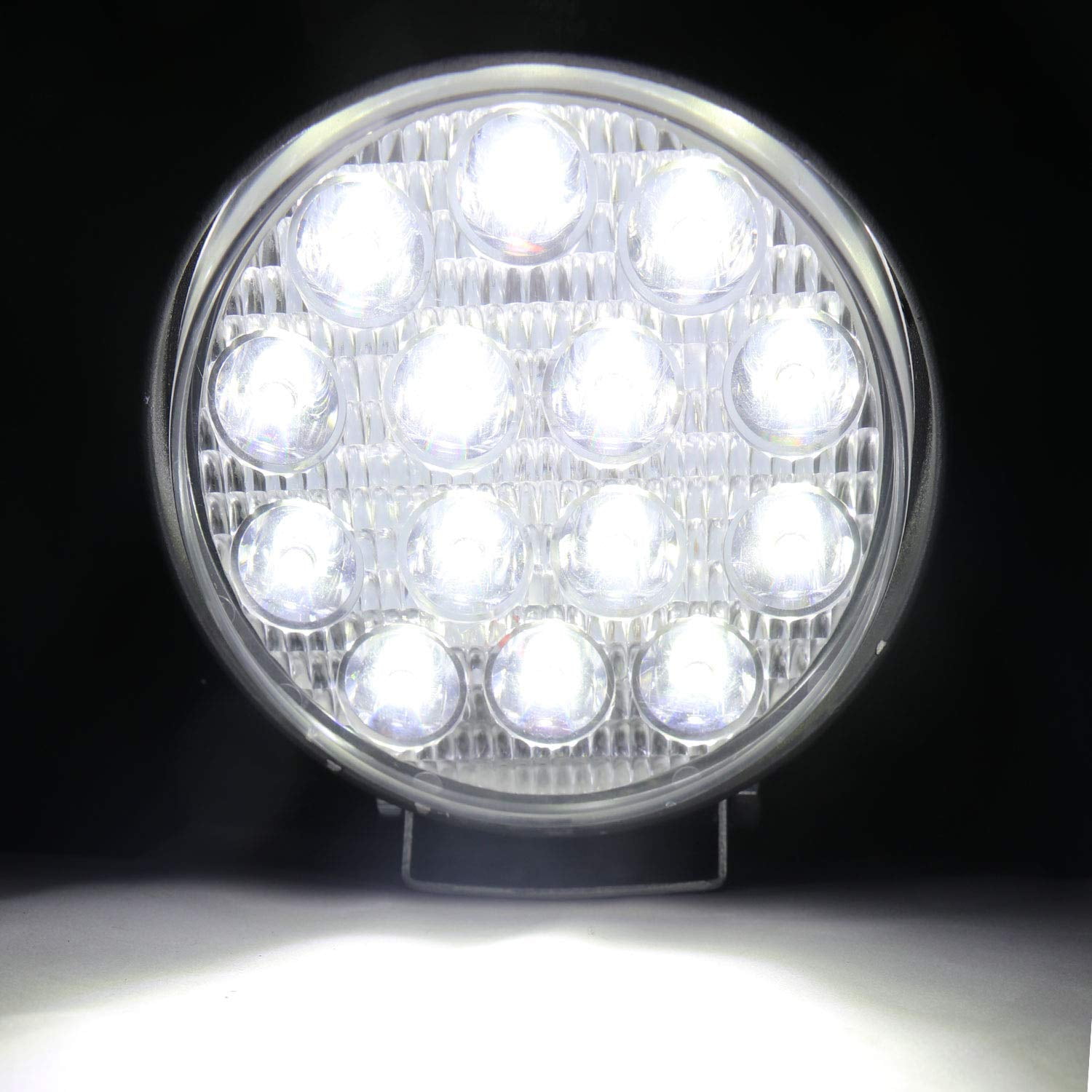 14 LED Round Fog Light 4 Inches Waterproof Off Road Driving Lamp for Car and Motorcycle (12V, White Light, 2 PCS)