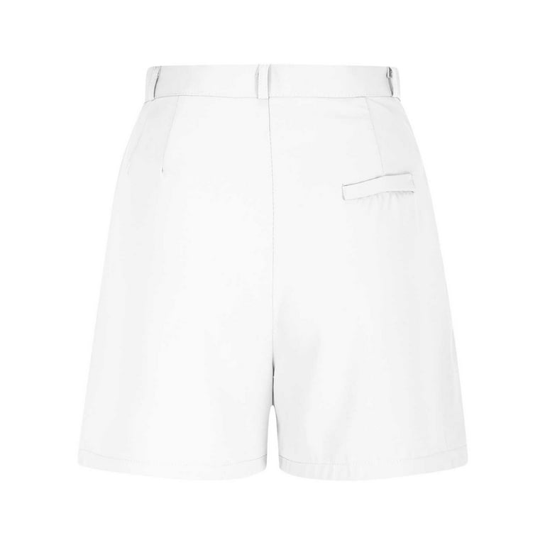 white high waisted dress shorts Brilliant White Women's High Waisted Pleated Dress Shorts for Business   Lookbook Store