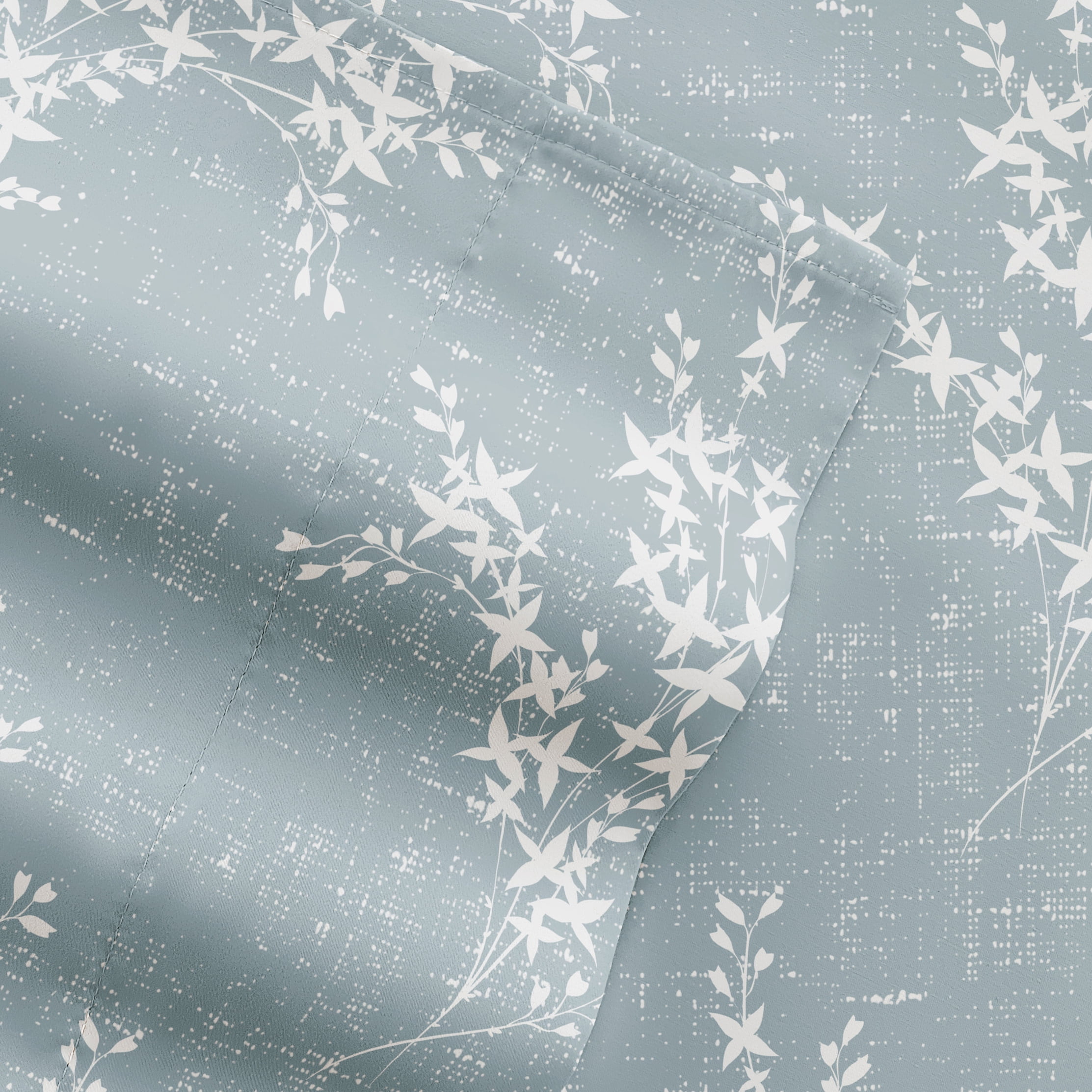 Noble Linens 3 Piece Pattern Microfiber Bed Sheets Set, Distressed Willow Light Blue, Twin