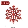 thumbnail image 2 of 24 Uds. Adornos navideños de copos de nieve de plástico con purpurina para decoración navideña, decoración de ventanas, 2 of 5