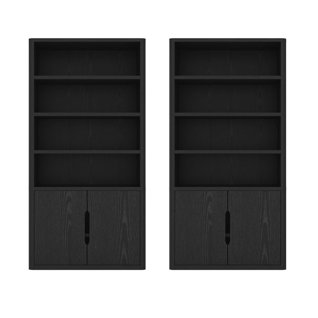 Rivington Armoire Bibliothèque Moderne Noire (4 Tablettes) - Ensemble de 2