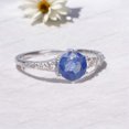 thumbnail image 2 of Natural Blue Sapphire Ring 925 Sterling Silver Wedding Ring Diamond Handmade Jewelry September Birthstone Proposal Ring Gifts, 2 of 4