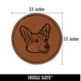 thumbnail image 2 of Cardigan Welsh Corgi Head 2.5" Faux Leather Round Engraved Iron-On Patch - Brown, 2 of 6