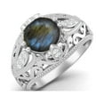 thumbnail image 2 of 1.45 Ctw Round Labradorite Antique Filigree Design 925 Sterling Silver Women Valentines Day Gifts Ring, 2 of 3