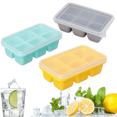 

Mini Ice Cube Trays with Lids 3 Pack Small Ice Cube Molds for Freezer Stackable Ice Tray for Whiskey Cocktails Drinks Yellow+Grey+Green