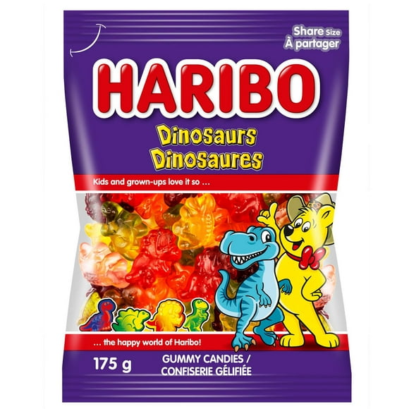 Bonbons Haribo Dinosaures, sans colorants artificiels 175g