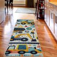 thumbnail image 3 of Ambesonne Vehicle Pattern Decorative Rug Carpet, Truck Road Lines, 2' 5" x 7' 5", Marigold Cadet Blue and Ivory, 3 of 3