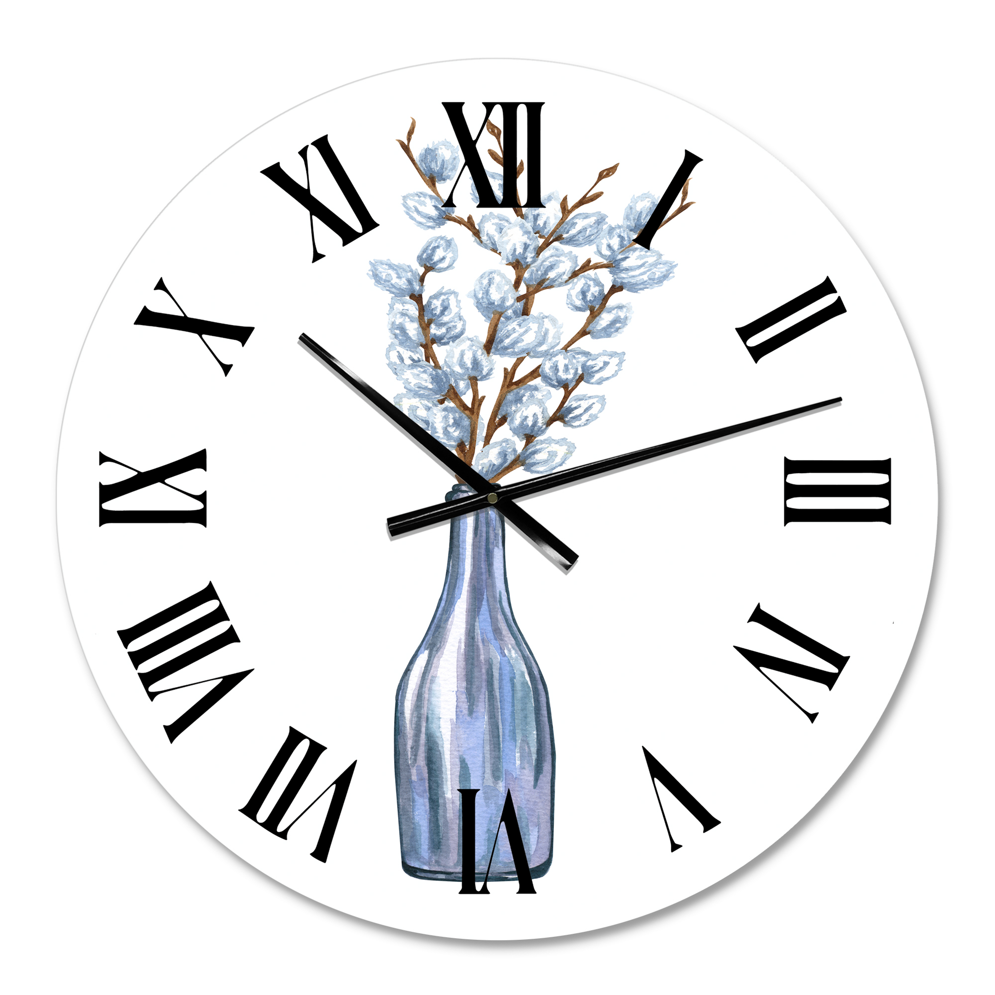 Designart 'Bunch Of Pussy Willow Twigs Ii' Farmhouse Wall Clock