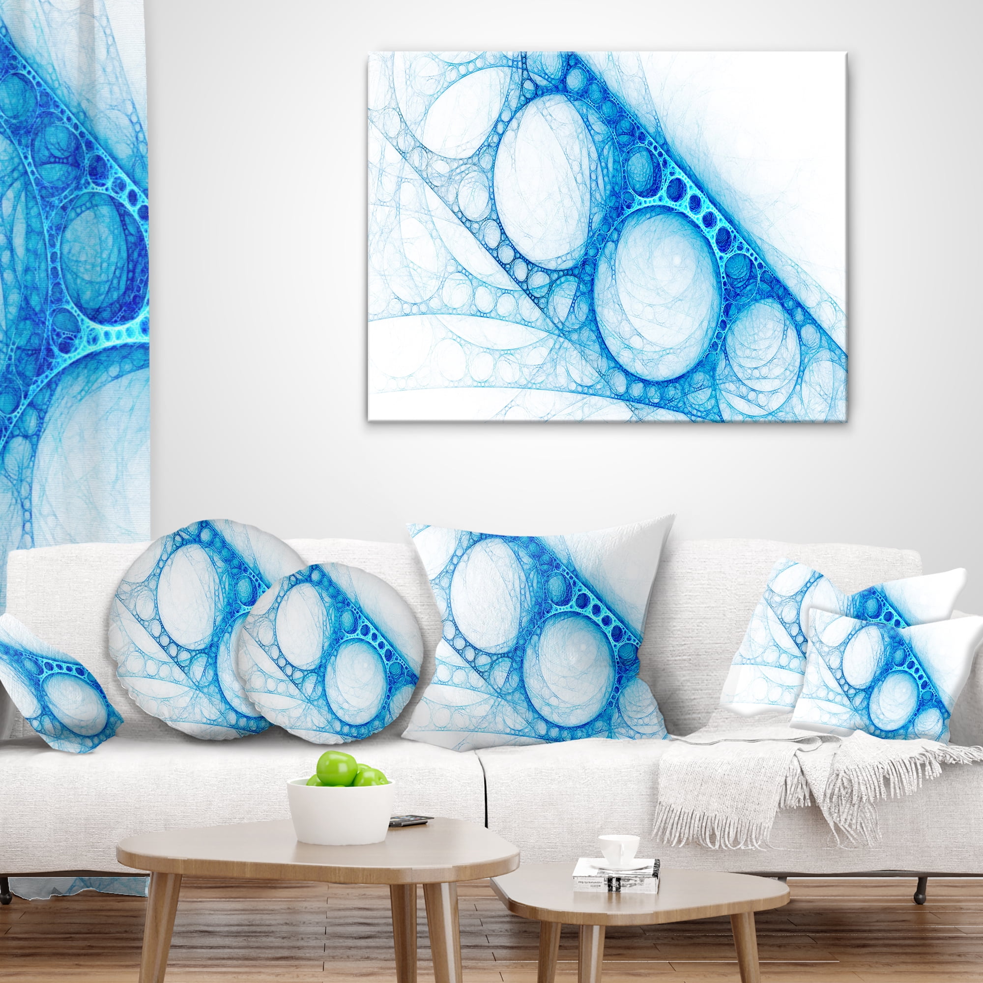 Designart Blue Metal Construction - Abstract Throw Pillow - 12x20