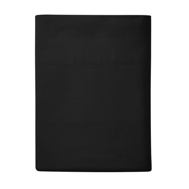 Mainstays 300 Thread Count Easy Care Rich Black CVC Cotton Blend Flat Sheet, Queen , Adult / Teen