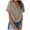 Gray, variant on Women's Linen V-Neck Button Style Half Placket Fashion Solid Color Short Sleeve T-Shirt Top