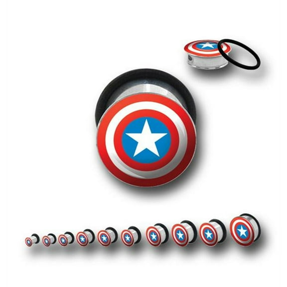Captain America 316L Surgical Steel Plugs-1/2