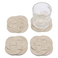 thumbnail image 3 of Rii Brand Jute Twisted White Rope Coaster with Wooden Box Set of 4, 4", 3 of 5