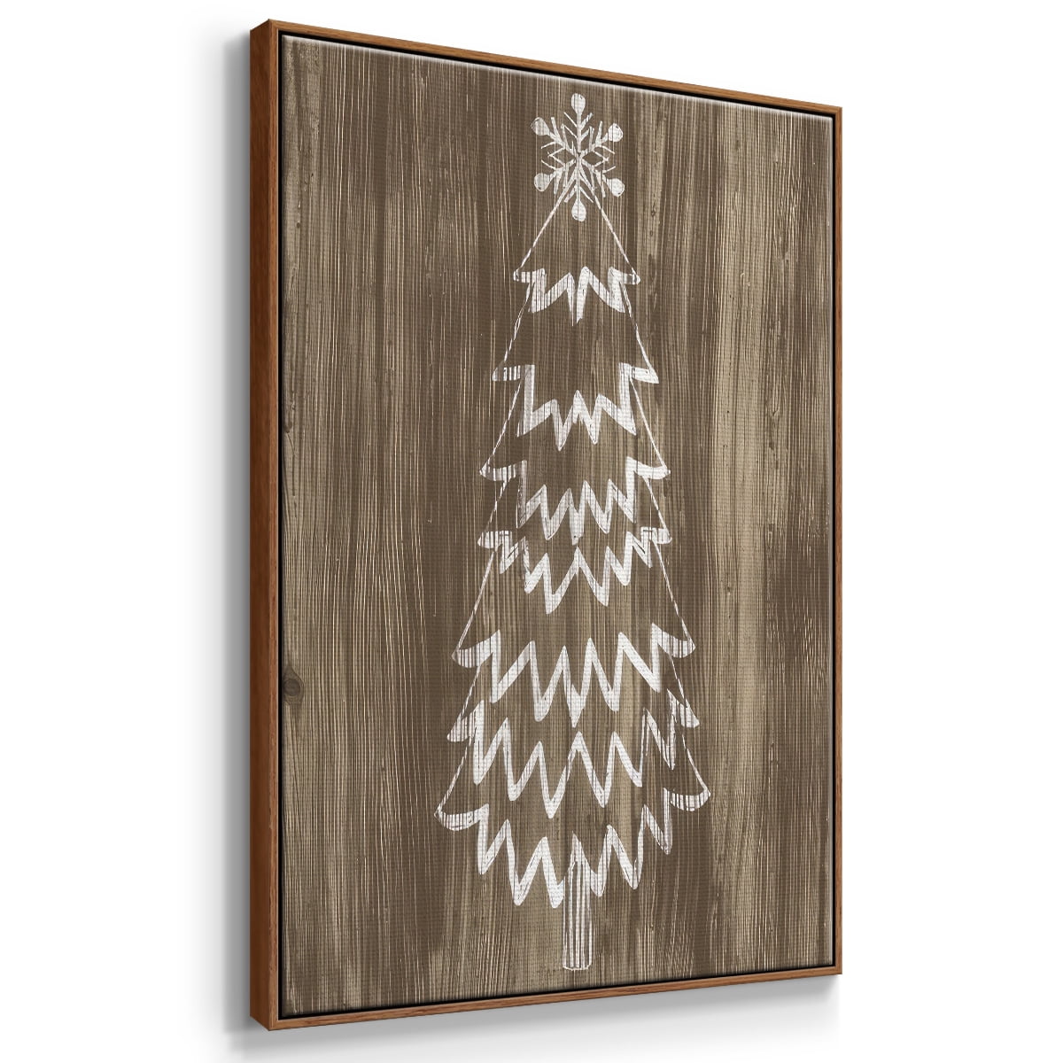Barnwood Wonderland VIII - Framed Gallery Wrapped Holiday Canvas - 27 x 41 - Rosewood Frame