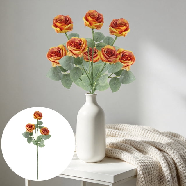 Artificial 3 Heads Roses Artificial Flower For Home Decoration