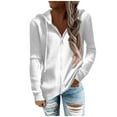thumbnail image 2 of Manteau à Capuche Décontracté à Manches Longues avec Fermeture Éclair et Cordon de Serrage pour Femmes, 2 of 5