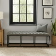 thumbnail image 6 of Benjara Ali Ottoman Bench- Open Metal Frame- Gray Tufted Faux Leather 52 Inch, 6 of 6