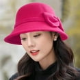 thumbnail image 3 of Solid Color Wide Brim Round Dome Warm Woolen Hat Women Autumn Winter Elegant Bowknot Decor Felt Fedora Hat Dail, 3 of 8