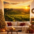thumbnail image 3 of Sunlit Vineyard with Hilltop Villa Against a Sunset Sky, Peaceful Folk Art for Wine Enthusiasts, Realistic Landscape Decor, Housewarming Gift Tapestry Wall Hanging for Living Room and Study Room, 3 of 7