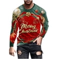 thumbnail image 3 of UVEASISHA Liquidation à 90 Off Grande Taille T-Shirts de Noël pour Hommes Nouveauté Xmas Imprimé Manches Longues T-Shirts Graphiques Coupe Ajustée Col Rond Chandail d'Entraînement Drôle Cadeaux des Fêtes Rouge 3TG, 3 of 6