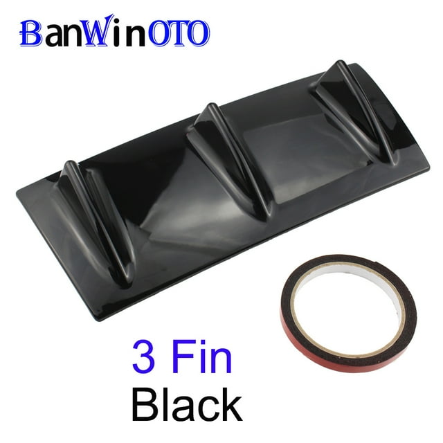 Shark Fin Style Chassis Spoiler Diffuser 3 5 Fins Rear Back Bumper Lip Splitter Black ABS Plastic for Universal Car DPQ001
