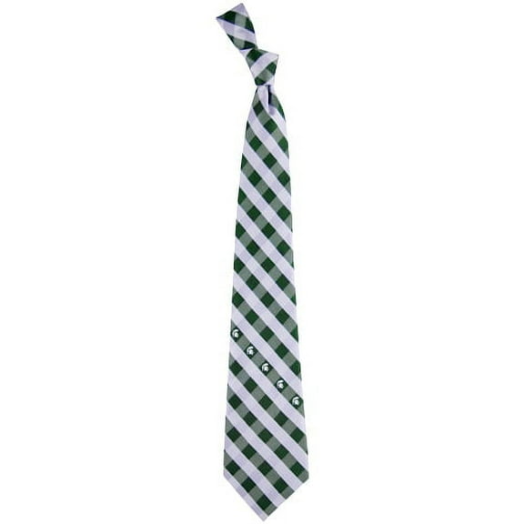 Michigan State Spartans Woven Checkered Tie - Green/Gray