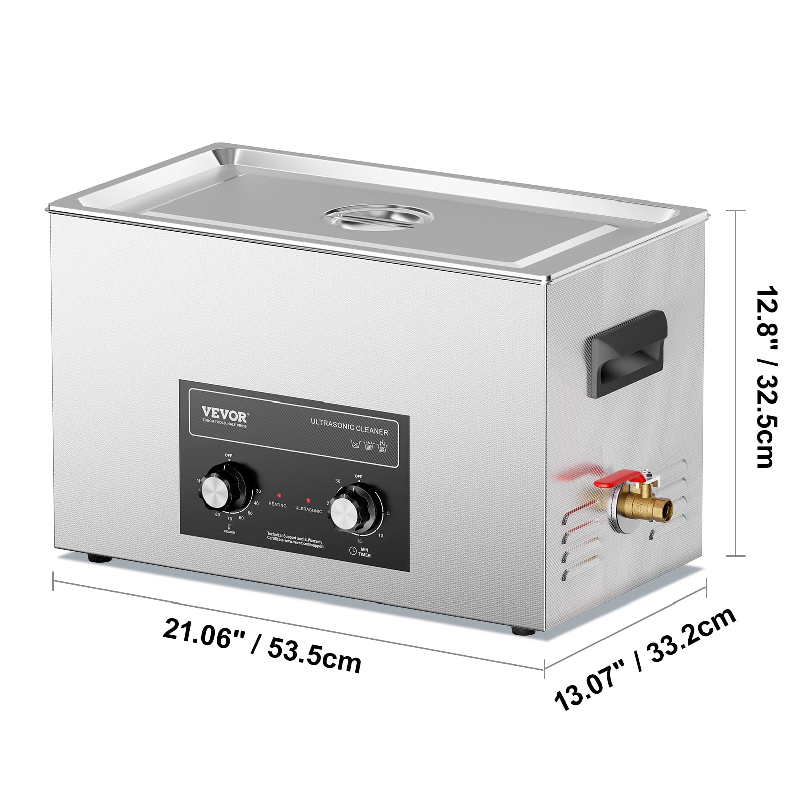 VEVOR 30L Ultrasonic Cleaner with Heater Timer & Basket, Professional Digital Sonic Cavitation Machine, 360W Cleaning Machine for Lab Tools, Metal Parts, Carburetor, Brass, Auto Parts, Engine Parts