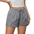 thumbnail image 6 of Only Moment Shorts for Women Blended Fabric Summer Casual Wide Leg Loose High Waist Drawstring Dressy Shorts 2026 Beach Vacation Clothes Golf Shorts Women Grey,M, 6 of 6