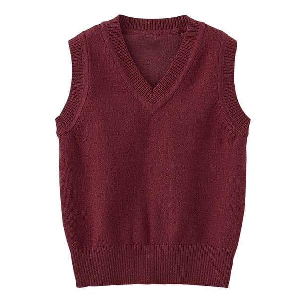 Odeerbi Niños de Punto Suéter V Cuello Chaleco Sin Mangas Suéter Chaleco Uniforme de La Escuela