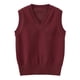 thumbnail image 4 of Camiseta sin mangas con cuello en V para niños y niñas, temporada, color liso, cuello en V, suéter de punto, top de poliéster para niña, 4 of 7