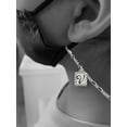 thumbnail image 2 of Silvertone Pebble Border Initial - V Silvertone Face Mask Necklace, 2 of 2