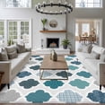 thumbnail image 3 of Area Rug for Living Room, Bohemia Non-Slip Indoor Large Carpet for Bedroom/Dining Room, Vintage Moroccan Geometric Pattern Blue Green Gray Washable Low-Profile Rectangle Floor Runner Rugs - 6 x 9 Ft, 3 of 8