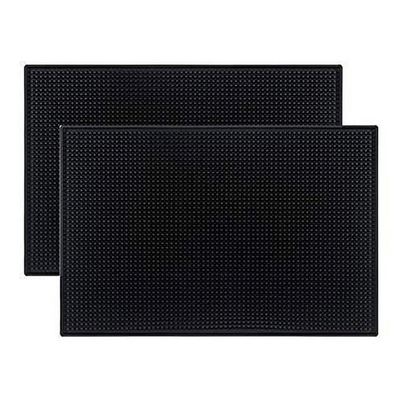 Tebery Black Mat 18" x 12" Rubber Bar Service Spill Mat ( 2 Pack )