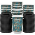 thumbnail image 4 of Disposable Paper Coffee Cups with Lids, 100 pack 12 oz Embossed Paper Cups, Double Wall Insulated Takeaway To Go Hot Drinking Cups for Home Office Wedding Party Supply, Blueness, 4 of 4