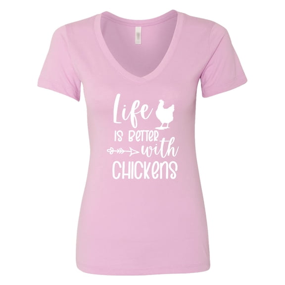Inktastic Life is Better with Chickens Women's V-Neck T-Shirt