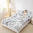 thumbnail image 4 of Feelyou Love Music Twin Sheet Sets, White Black Twin Fitted Sheet, Guitar Piano Drum Flat Sheet, Super Cozy Room Decoration, 3-Piece, 4 of 7
