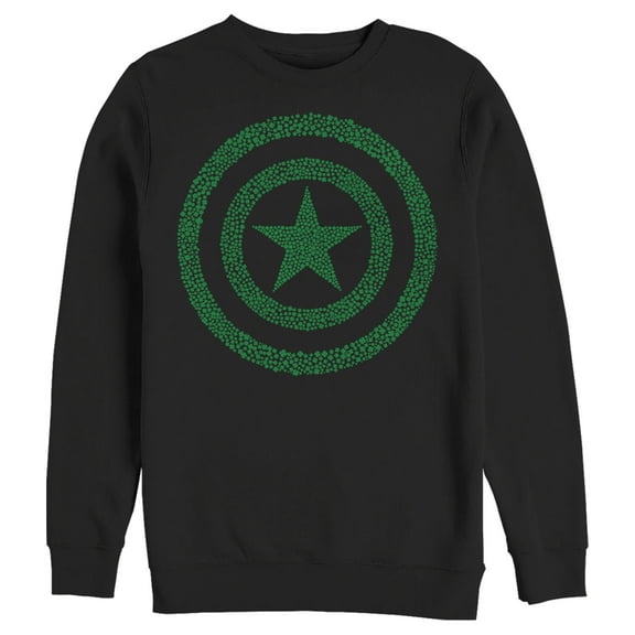 Men's Marvel St. Patrick's Day Captain America Clover Shield Sweatshirt Black Small