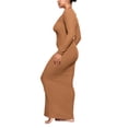 thumbnail image 3 of Women Long Sleeve Maxi Dress Solid Color Elegant Square Neck Bodycon Long Dress Party Clubwear, 3 of 6