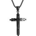 thumbnail image 2 of Leander Men's Stainless Steel Large Jesus Christ Cross Pendant Necklace With Byzantine Chain 22 24 26 inch,Black/Gold/Silver, 2 of 6