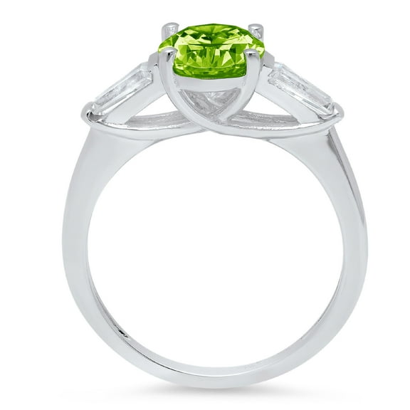 2.5 ct Oval Cut Natural Peridot Three-Stone Engagement Ring for Women in 18K White Gold
