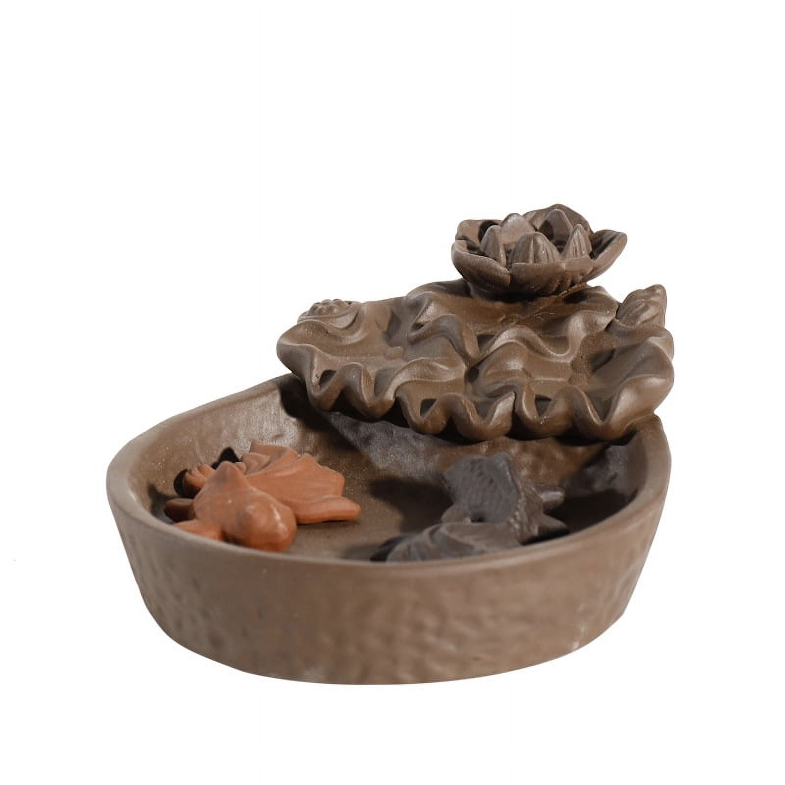 Backflow Fountain Waterfall Ceramic Incense Holders, Backflow Incense Burner Figurine Incense Cone Holders Home Decor Gift Decorations Statue Ornaments (Cyprinus carpio)5.5"L x 4.1"W x 2"Th