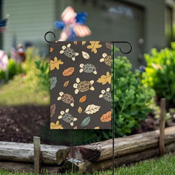 Turtles with Leaves Garden Flag Double Sided Outdoor Banners for Courtyard Outdoor Lawn Farmhouse Holiday Decorations