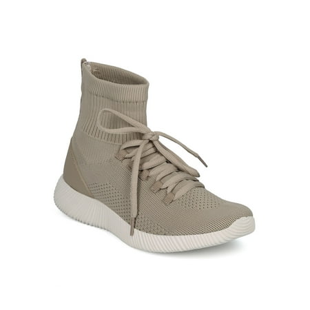 

New Women Qupid Spyrock-10 Fabric Knit Lace Up High Top Jogger Sneaker