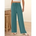 thumbnail image 2 of Cutuoiiu Women's High Waisted Solid Color Wide Leg Pants, Drawstring Elastic Waist with Pockets, Lightweight Loose Fit Long Trousers for Everyday Wear Gift, 2 of 8