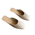 thumbnail image 2 of Diapositivas de tacón plano sin espalda, zapatillas de mujer de tacón plano suave de PVC con punta cerrada para verano al aire libre Beige Albaricoque 37, 2 of 14